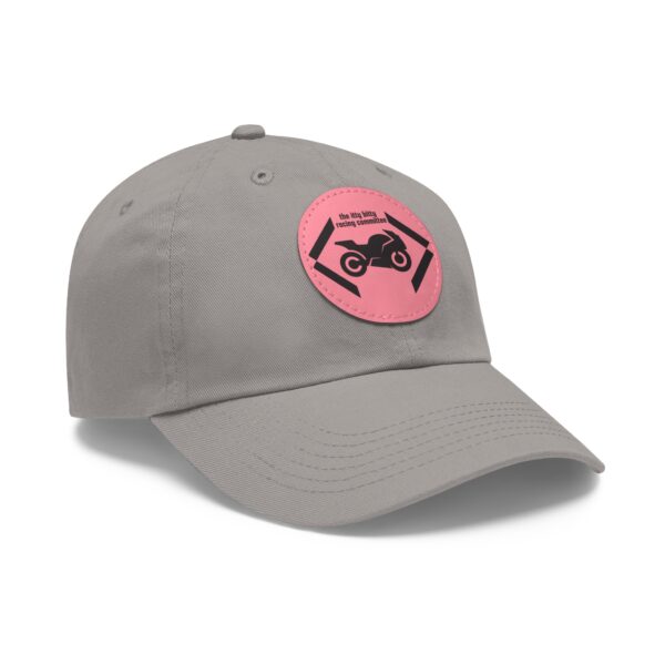 Itty Bitty Racing Committee grey ball cap with pink leather patch - Image 2